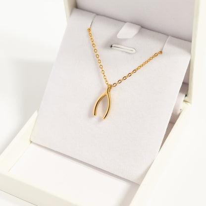 18K Gold PVD Stainless Steel Wishbone Charm