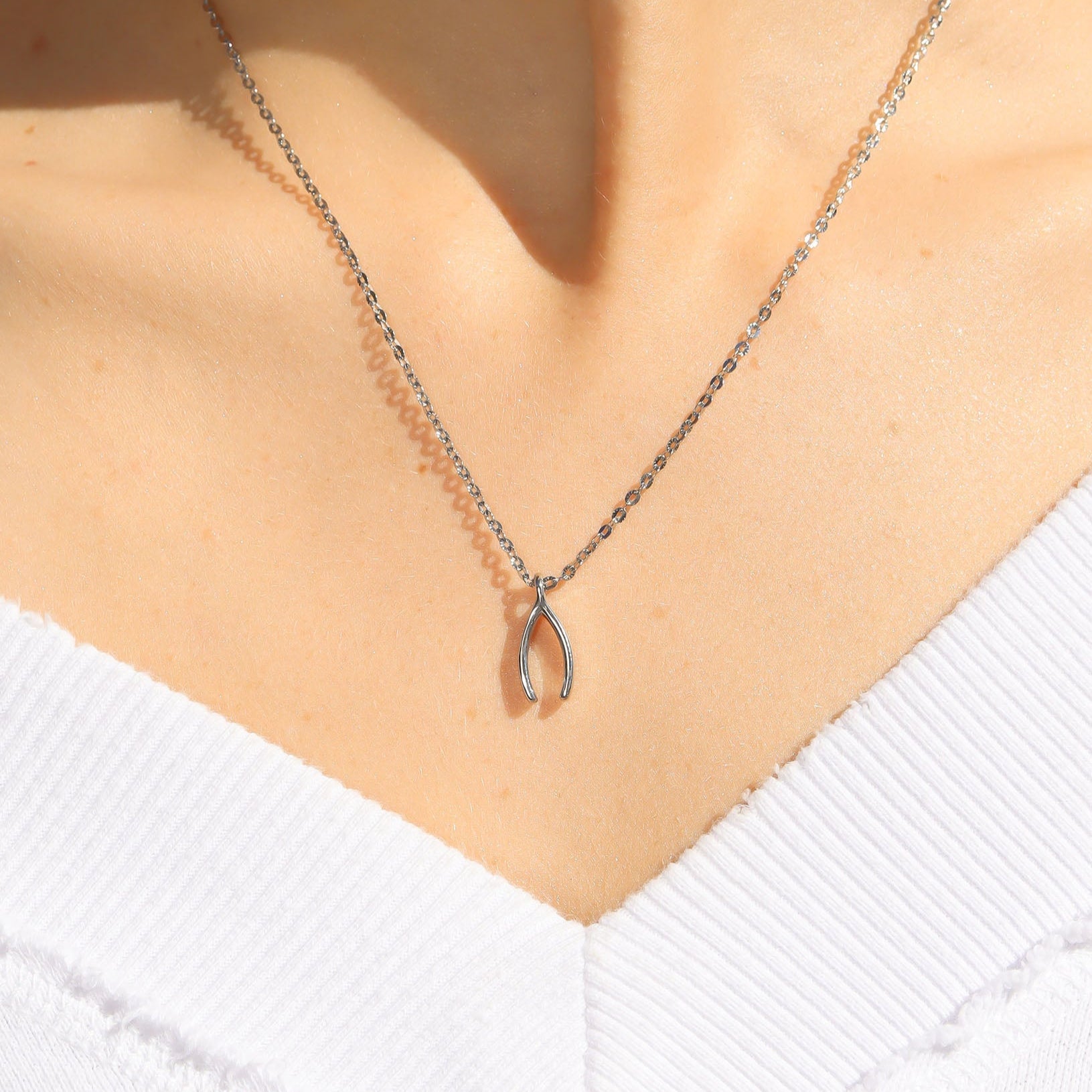 18K Gold PVD Stainless Steel Wishbone Charm