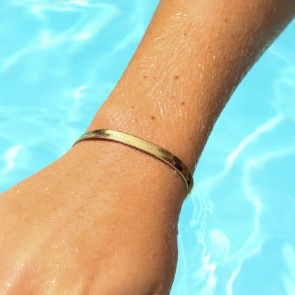 18K Gold PVD Stainless Steel Herringbone Chain Bracelet