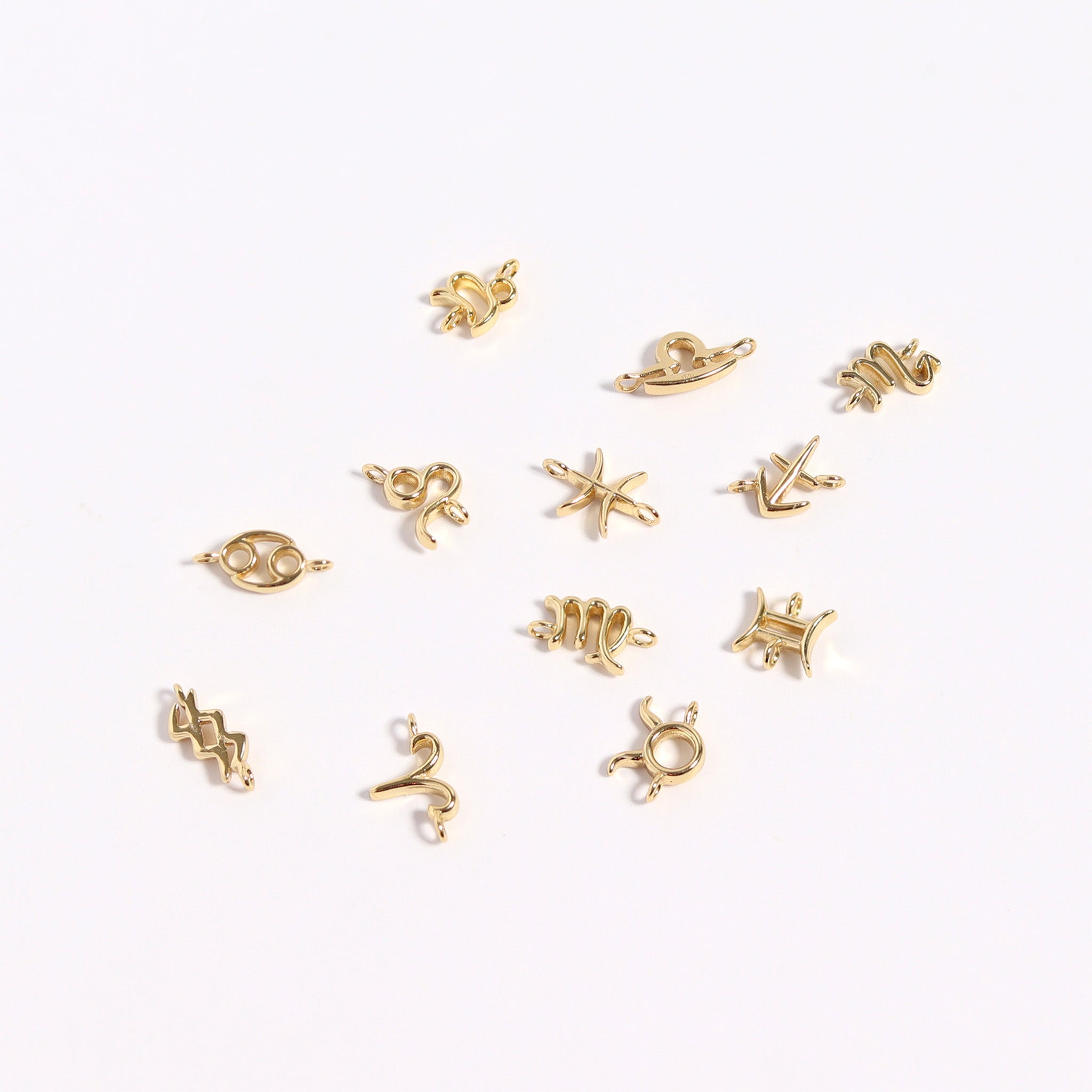 14K Gold Plated Sterling Silver Zodiac Connector Charm for Permanent Jewelry