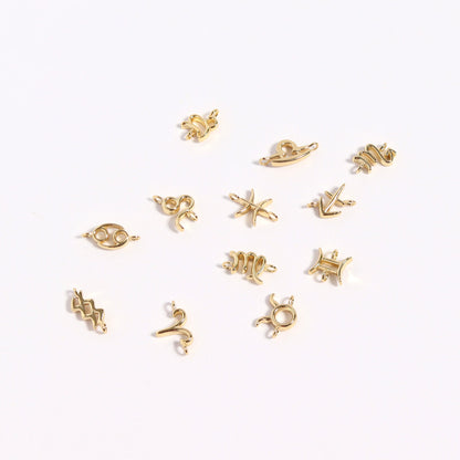 14K Gold Plated Sterling Silver Zodiac Connector Charm for Permanent Jewelry