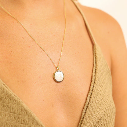 14K Gold Plated Sterling Silver Mother of Pearl Zodiac Pendant Necklace