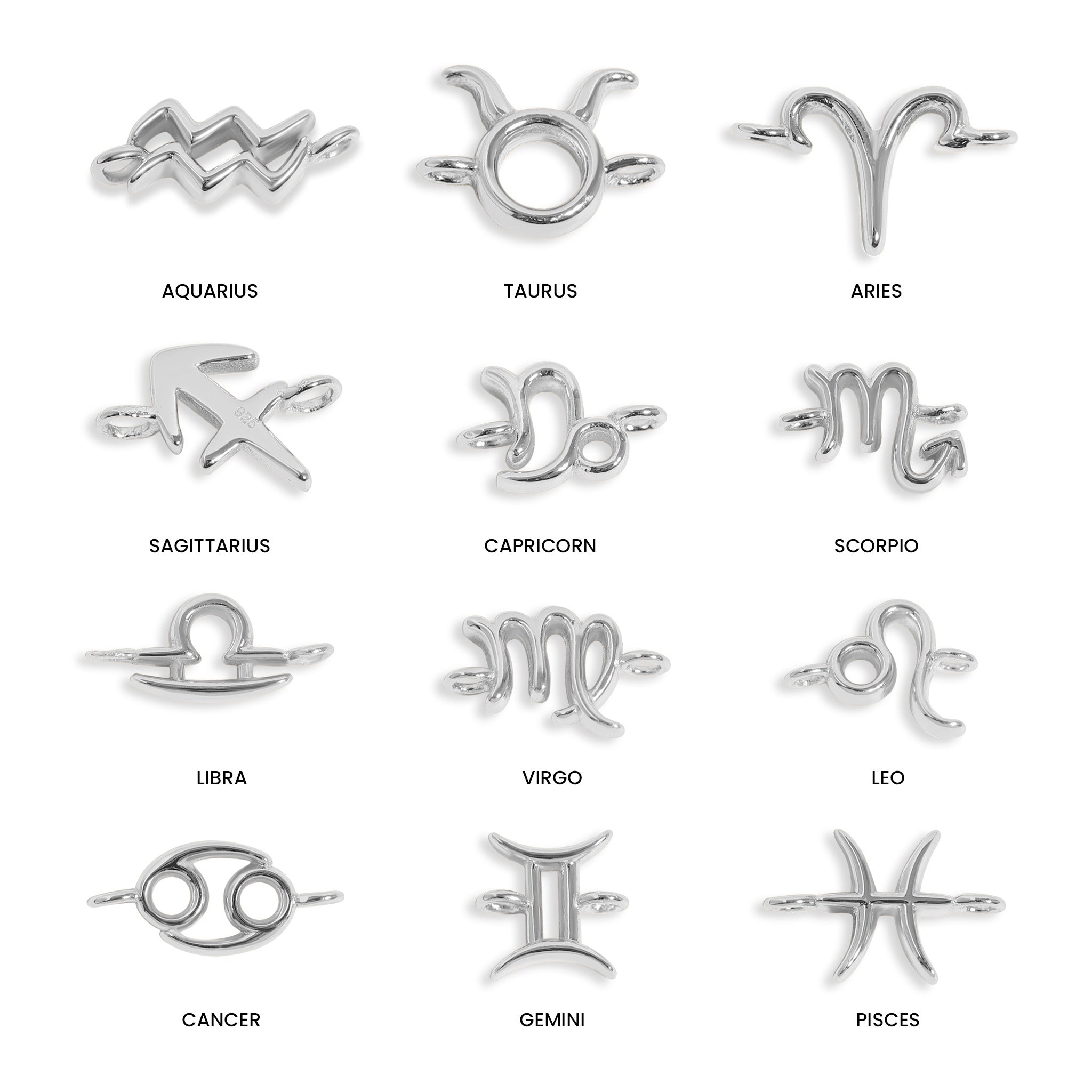 14K Gold Plated Sterling Silver Zodiac Connector Charm for Permanent Jewelry