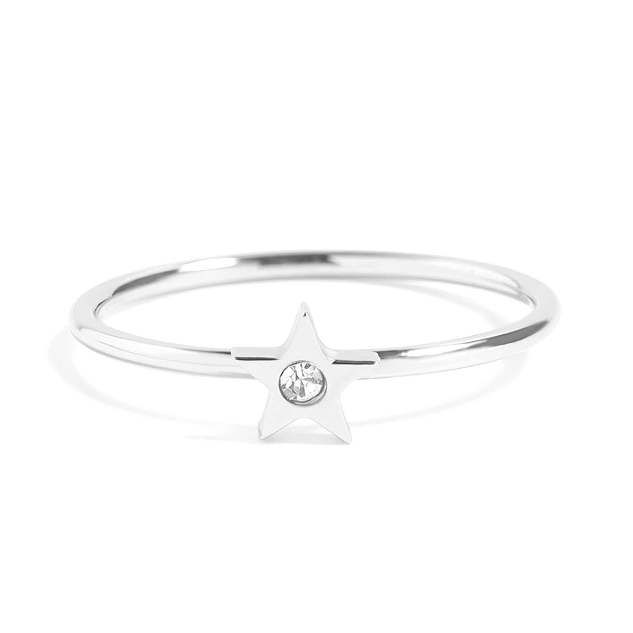 18K Gold PVD Stainless Steel CZ Stone Star Symbol Ring