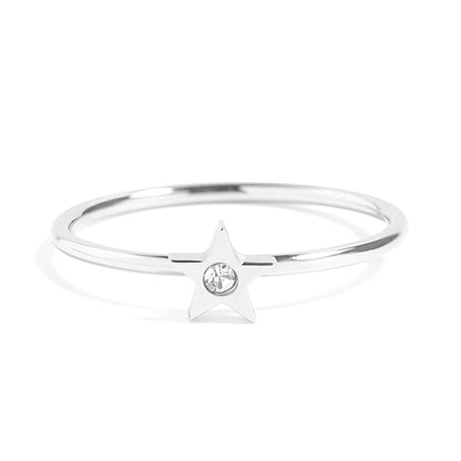 18K Gold PVD Stainless Steel CZ Stone Star Symbol Ring