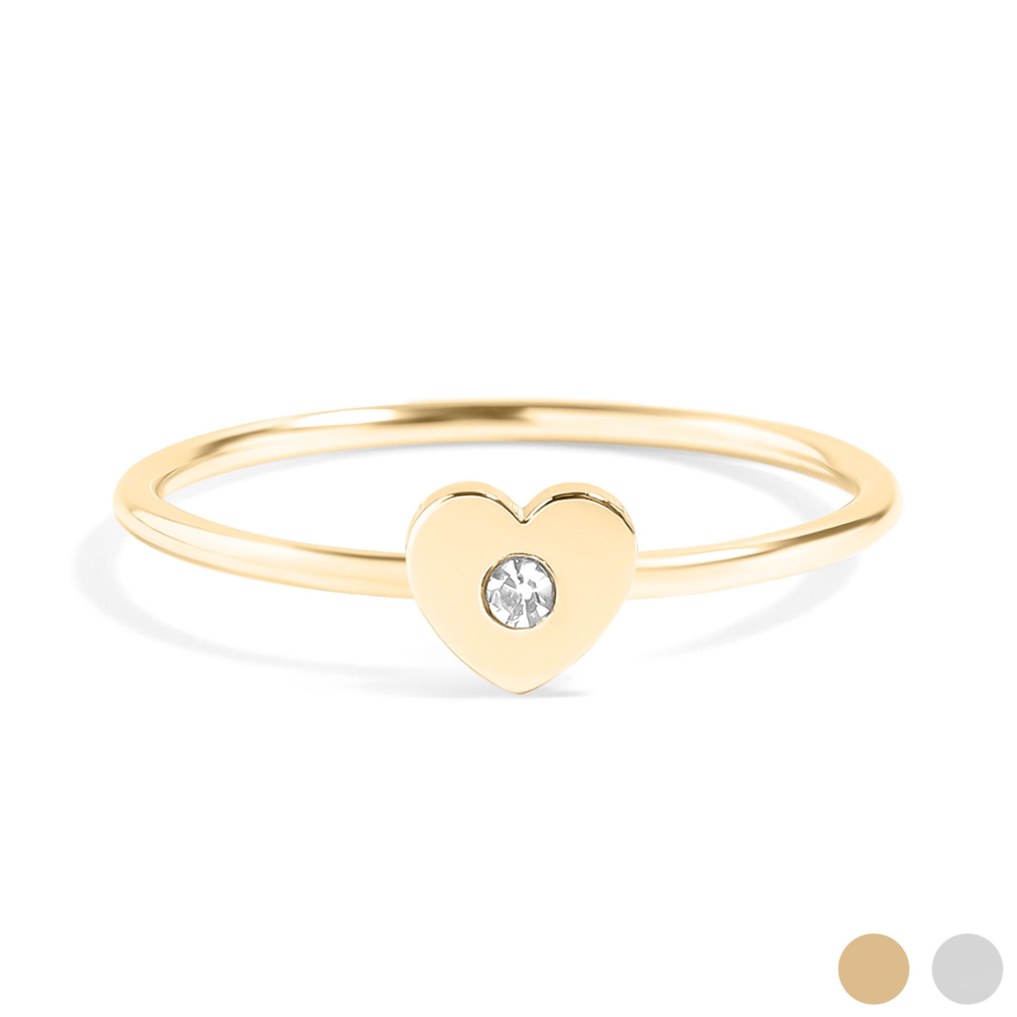 18K Gold PVD Stainless Steel CZ Stone Heart Symbol Ring