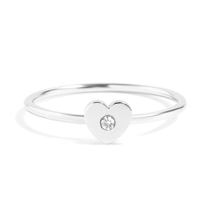 18K Gold PVD Stainless Steel CZ Stone Heart Symbol Ring