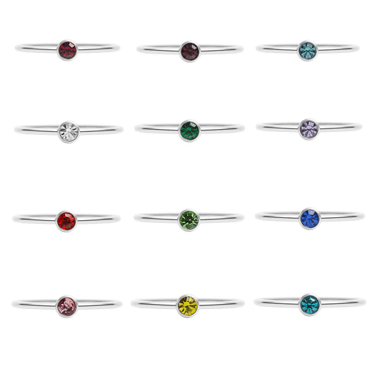 76 pc Stainless Steel Birthstone Stacking Ring Set