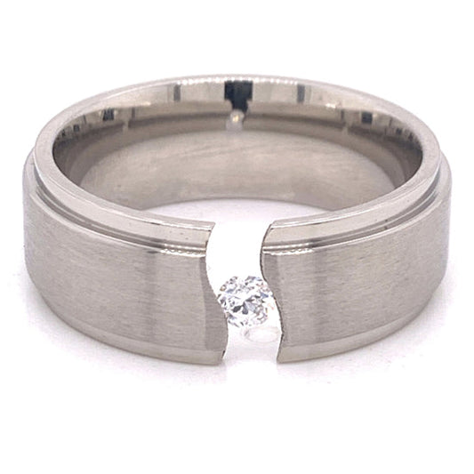 Highly Polished CZ Stainless Steel Ring