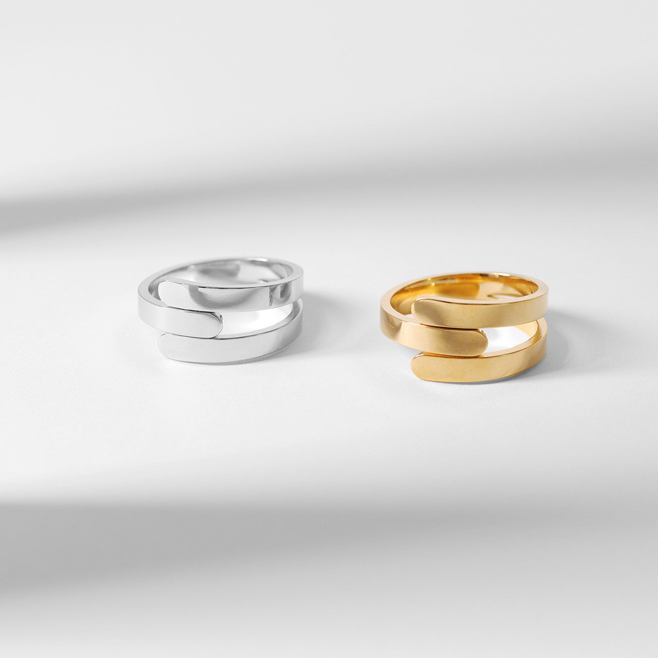 18K Gold PVD Stainless Steel Blank 3 Name Wrap Ring