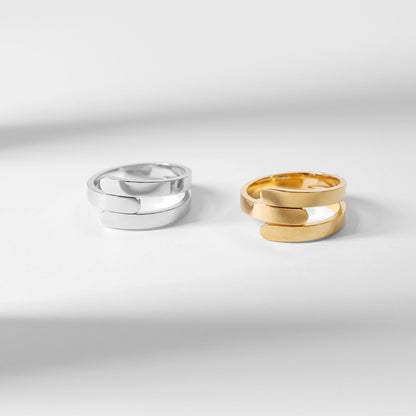 18K Gold PVD Stainless Steel Blank 3 Name Wrap Ring